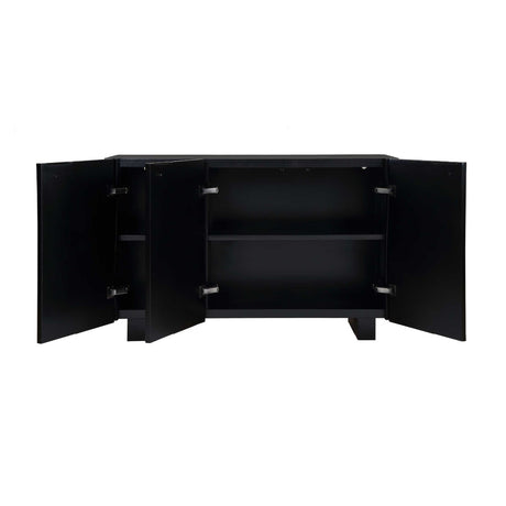 Modern European furniture - Black Carved Wooden 3-Door Cabinet - www.oroa.com
