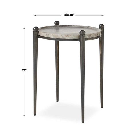 Modern European furniture - Bronze Framed Travertine Accent Table - www.oroa.com