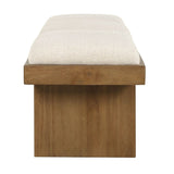 Modern European furniture - Wood Framed White Boucle Bench - www.oroa.com