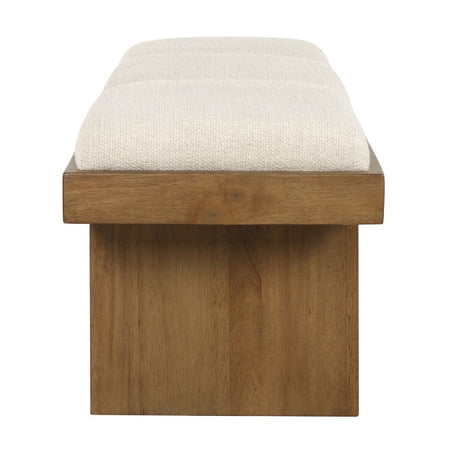 Modern European furniture - Wood Framed White Boucle Bench - www.oroa.com