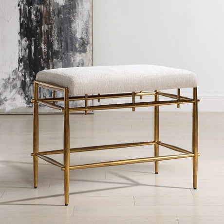 White Chenille Bench S | Uttermost Karleen