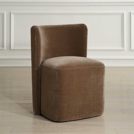 Brown Velvet Caster Dining Chair | Uttermost Outlook