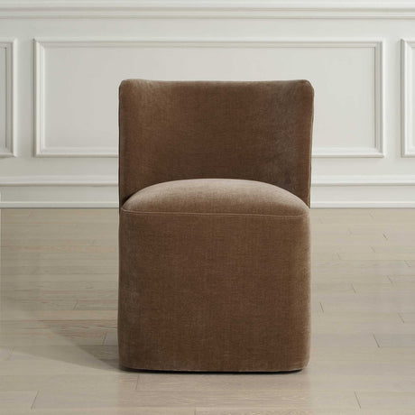 Brown Velvet Caster Dining Chair | Uttermost Outlook
