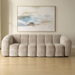   Beige Chenille Channeled Sofa | Oroa.com