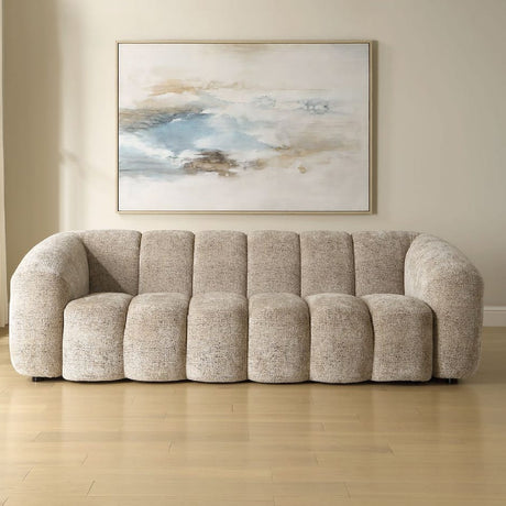   Beige Chenille Channeled Sofa | Oroa.com