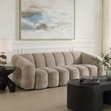 Modern European furniture - Beige Chenille Channeled Sofa - www.oroa.com