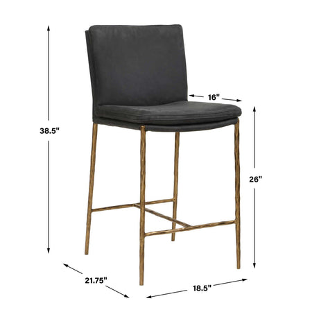 Modern European furniture - Gray Leather Counter Stool - www.oroa.com