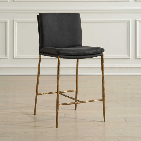 Modern European furniture - Gray Leather Counter Stool - www.oroa.com