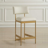 White Leather Counter Stool | Uttermost Apsley