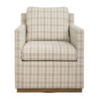 Modern European furniture - Beige Plaid Linen Swivel Chair - www.oroa.com