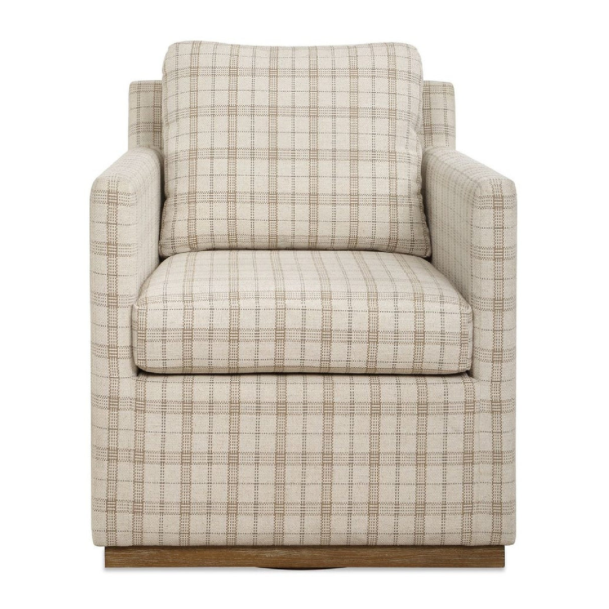   Beige Plaid Linen Swivel Chair | Oroa.com