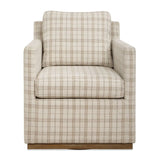 Modern European furniture - Beige Plaid Linen Swivel Chair - www.oroa.com