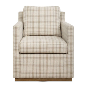   Beige Plaid Linen Swivel Chair | Oroa.com