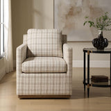 Modern European furniture - Beige Plaid Linen Swivel Chair - www.oroa.com