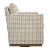 Modern European furniture - Beige Plaid Linen Swivel Chair - www.oroa.com