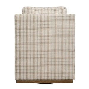   Beige Plaid Linen Swivel Chair | Oroa.com