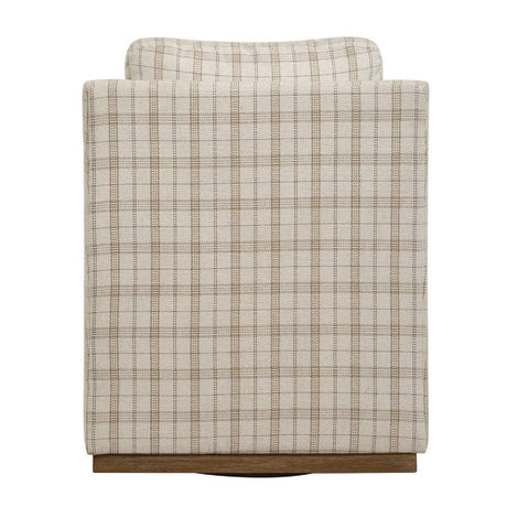 Modern European furniture - Beige Plaid Linen Swivel Chair - www.oroa.com