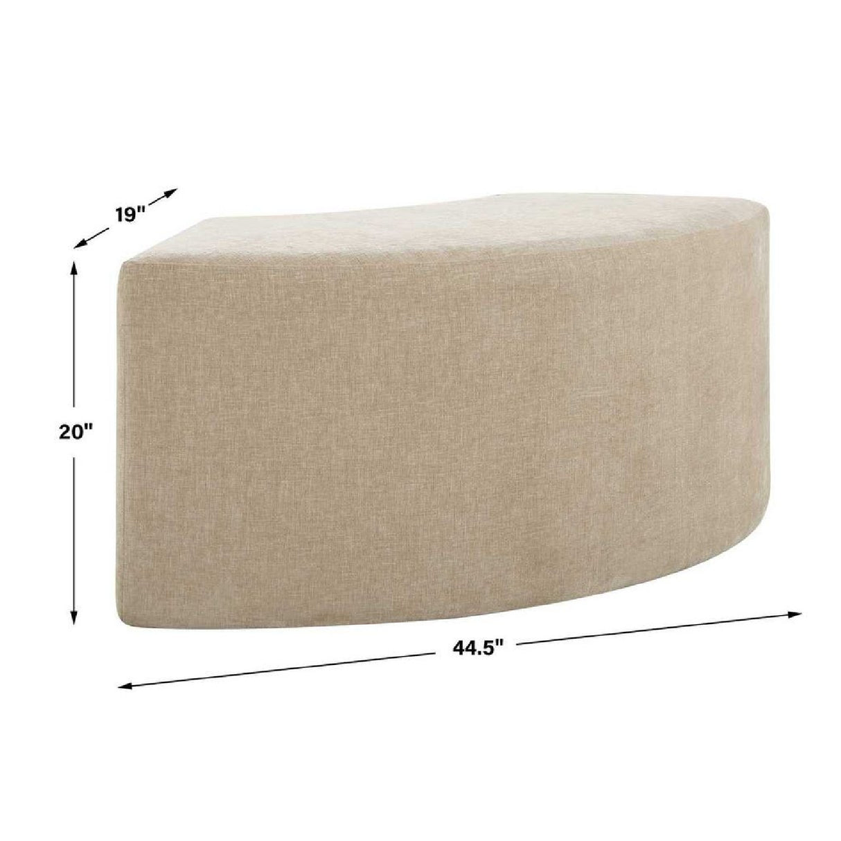   Beige Velvet Curved Bench | Oroa.com