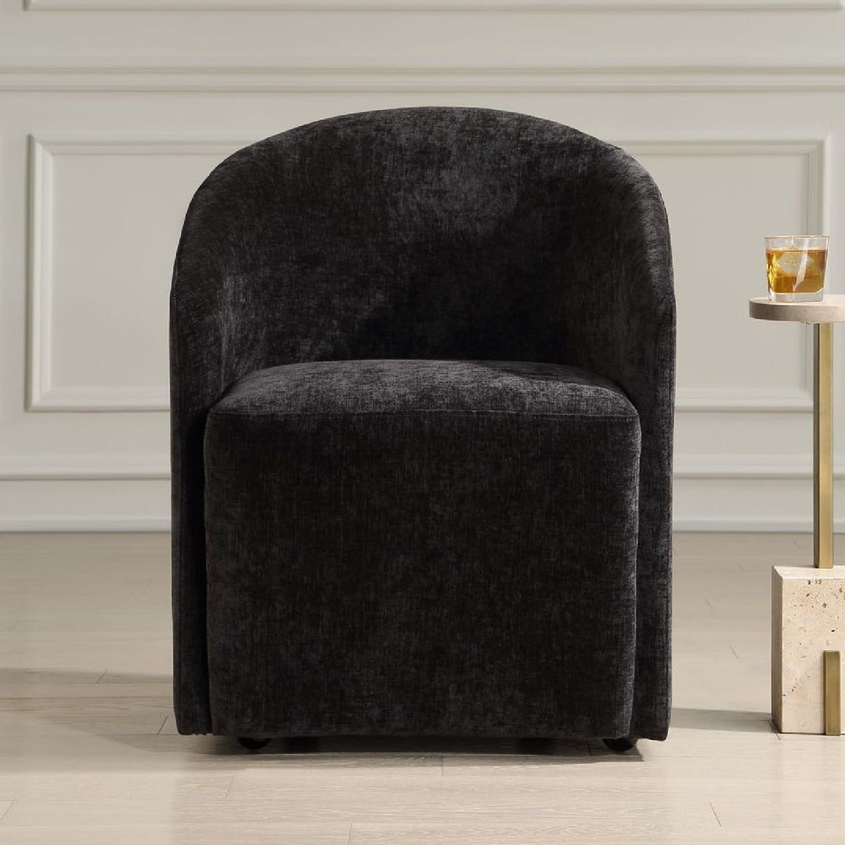 Modern European furniture - Velvet Dining Chair with Casters - www.oroa.com