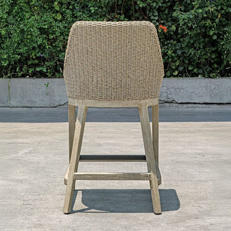 Modern European furniture - Beige Wicker Outdoor Counter Stool - www.oroa.com