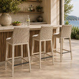 Modern European furniture - Cream Wicker Outdoor Bar Stool - www.oroa.com