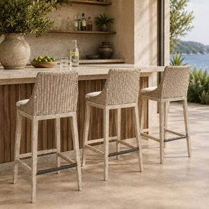   Cream Wicker Outdoor Bar Stool | Oroa.com