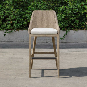   Cream Wicker Outdoor Bar Stool | Oroa.com