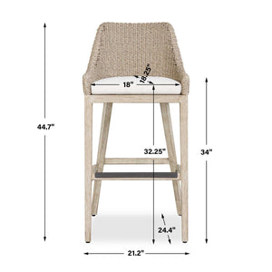   Cream Wicker Outdoor Bar Stool | Oroa.com