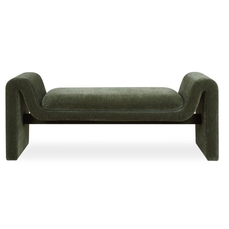 Modern European furniture - Green Velvet Curved Bench - www.oroa.com