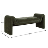 Modern European furniture - Green Velvet Curved Bench - www.oroa.com