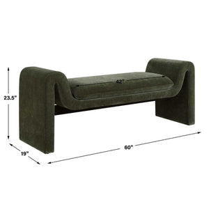   Green Velvet Curved Bench | Oroa.com