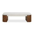 Modern European furniture - Burl Framed White Fabric Bench - www.oroa.com