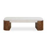 Modern European furniture - Burl Framed White Fabric Bench - www.oroa.com