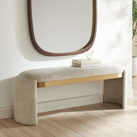 Modern European furniture - White Boucle Bench - www.oroa.com