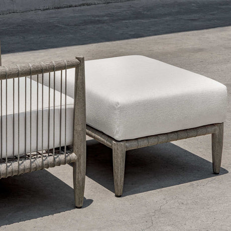 White Cushioned Outdoor Ottoman | Uttermost Borneo