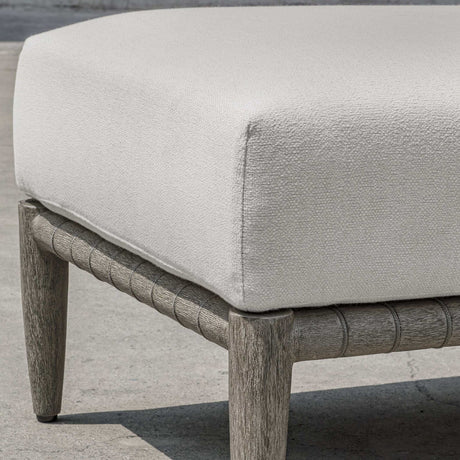 White Cushioned Outdoor Ottoman | Uttermost Borneo