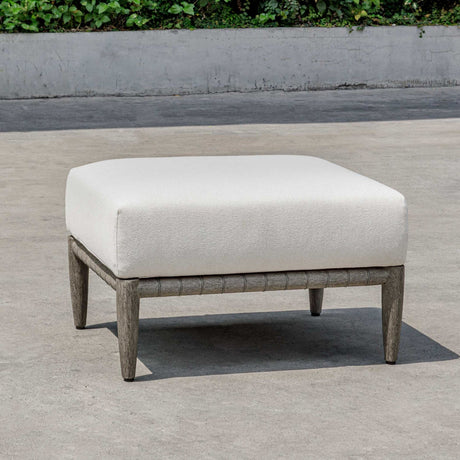 White Cushioned Outdoor Ottoman | Uttermost Borneo