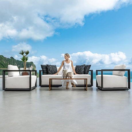 Modern European furniture - White Cushioned 3-Seater Outdoor Sofa - www.oroa.com
