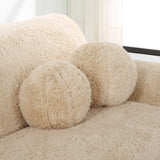 Modern European furniture - Cream Sheepskin-Look Ball Pillows (2) - www.oroa.com