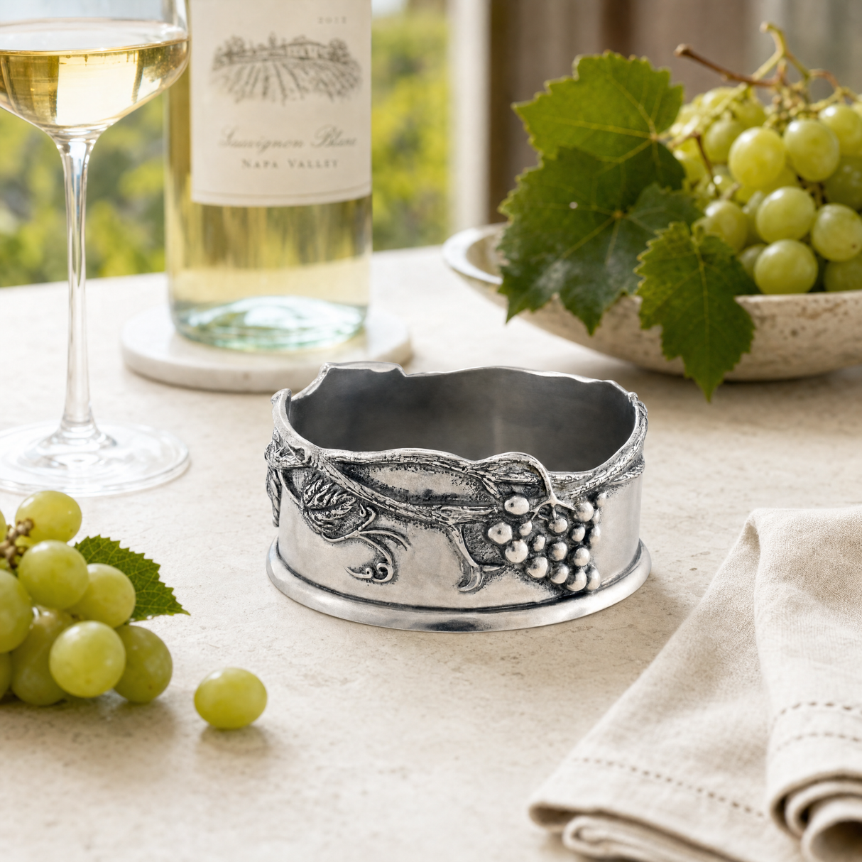 Pewter Grape Wine Coaster - OROA
