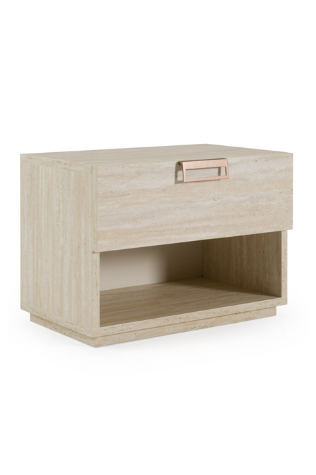 Travertine Finish 1-Drawer Nightstand | OROA Modern Lago | Oroa.com