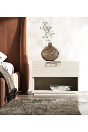 Travertine Finish 1-Drawer Nightstand | OROA Modern Lago | Oroa.com