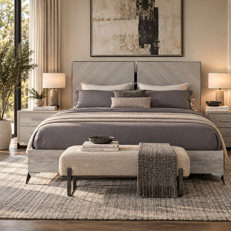 Gray Wooden Eastern King Bed - OROA Modern Alexa - view 2