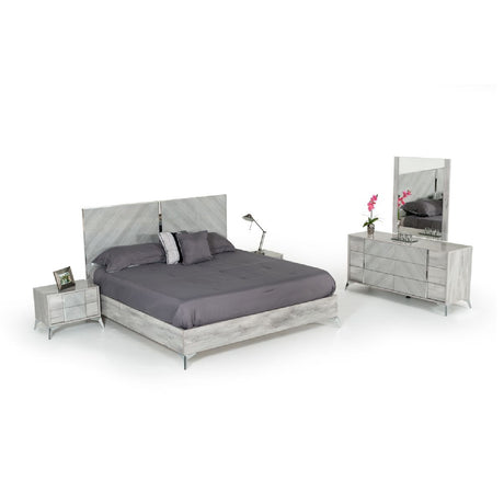 Gray Wooden Eastern King Bed - OROA Modern Alexa - view 3