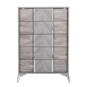 Modern European furniture - Glossy Gray 5-Drawer Chest - www.oroa.com