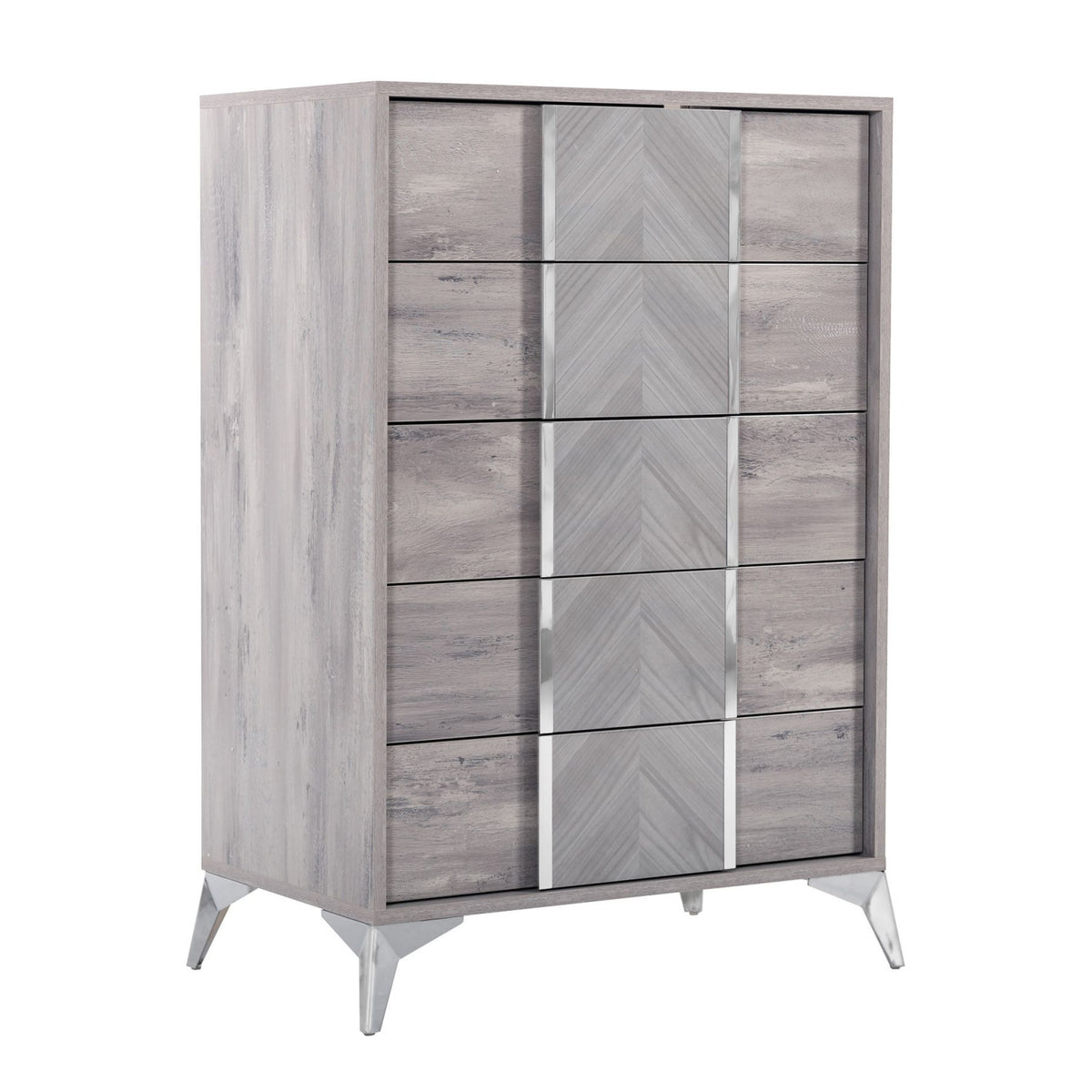 Glossy Gray 5-Drawer Chest | OROA Modern Alexa