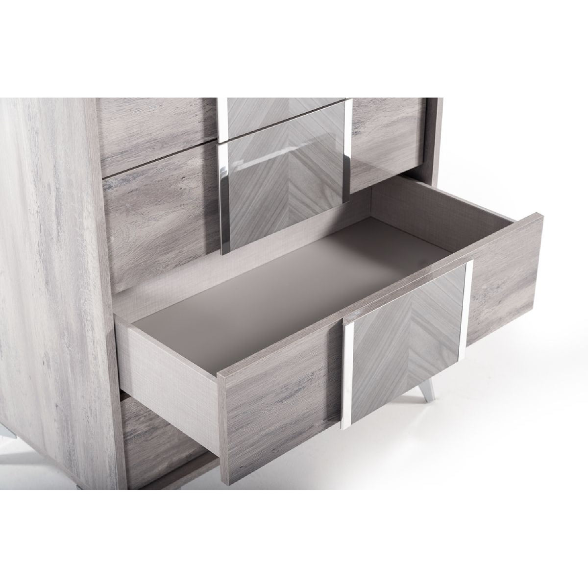 Glossy Gray 5-Drawer Chest | OROA Modern Alexa