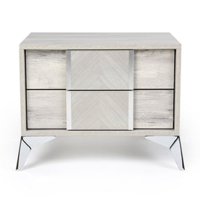 Modern European furniture - Gray Wooden 2-Drawer Nightstand - www.oroa.com