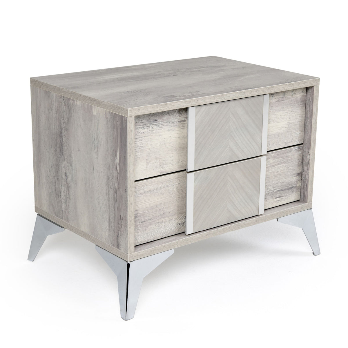 Gray Wooden 2-Drawer Nightstand | OROA Modern Alexa
