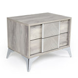 Gray Wooden 2-Drawer Nightstand | OROA Modern Alexa